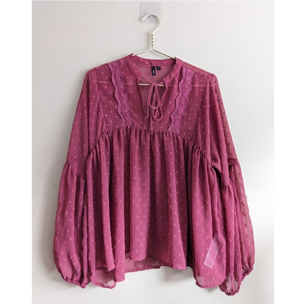 Vero Moda Swiss Dot oversized peplum blouse